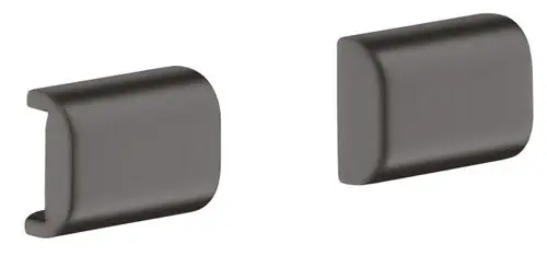 Abdeckung in brushed black chrome von AXOR, mit runder Form und geschwungenen Kanten, geeignet zur Verwendung an einer Reling.